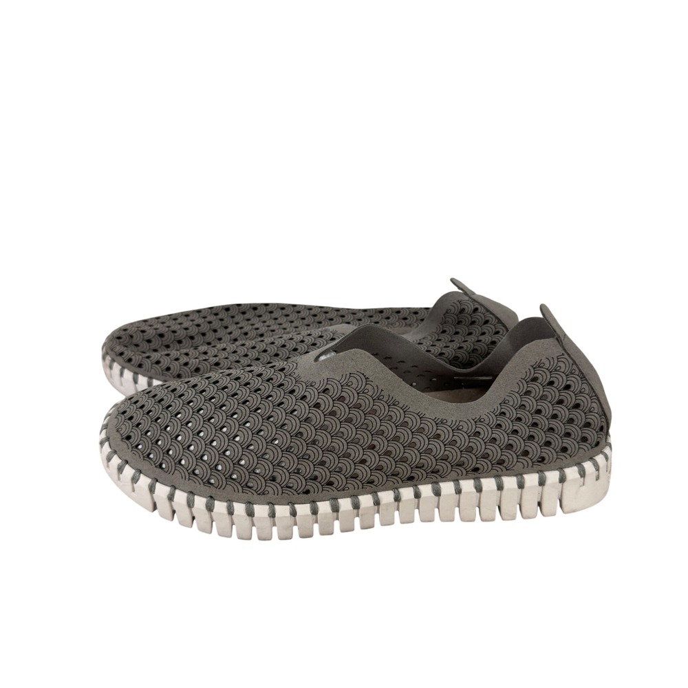 Ilse Jacobsen Hornbaek Tulip 139 Grey Scalloped Laser Cut Slip On Sneakers 39